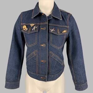 MARC JACOBS Size M Indigo Denim Contrast Stitch Pins Jacket